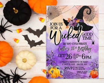 Wicked Halloween Birthday Party Invitation,Wicked Birthday Invitation,Teen Halloween Birthday Invitation,Halloween Invitation,Witch Birthday