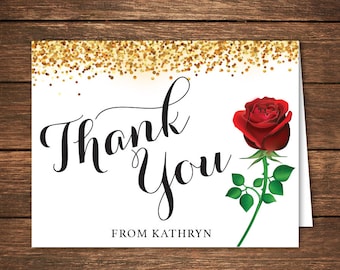 Be Our Guest Thank You Note | Be Our Guest Thank You | Be Our Guest Shower | Belle Invitation | Belle Bridal Shower | Rose bridal Shower