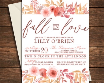Fall in Love Bridal Shower Invitation, Fall in Love, Fall in Love Invitation, Bridal Shower Invitation, She's Falling in Love, Fall Bridal