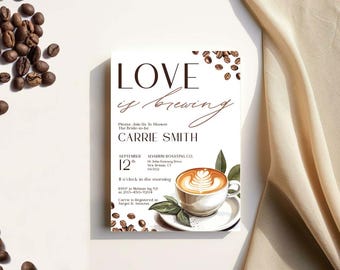 Coffee Bridal Shower Invitation, Love is Brewing, Love is Brewing Invitation,Coffee Invitation,Coffee Bridal Shower, Love is Brewing Bridal