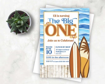 Surf Birthday Invitation | Surf First Birthday | Surf Invitation | Surfing Birthday Invitation | Surfing First Birthday | The Big One | Surf