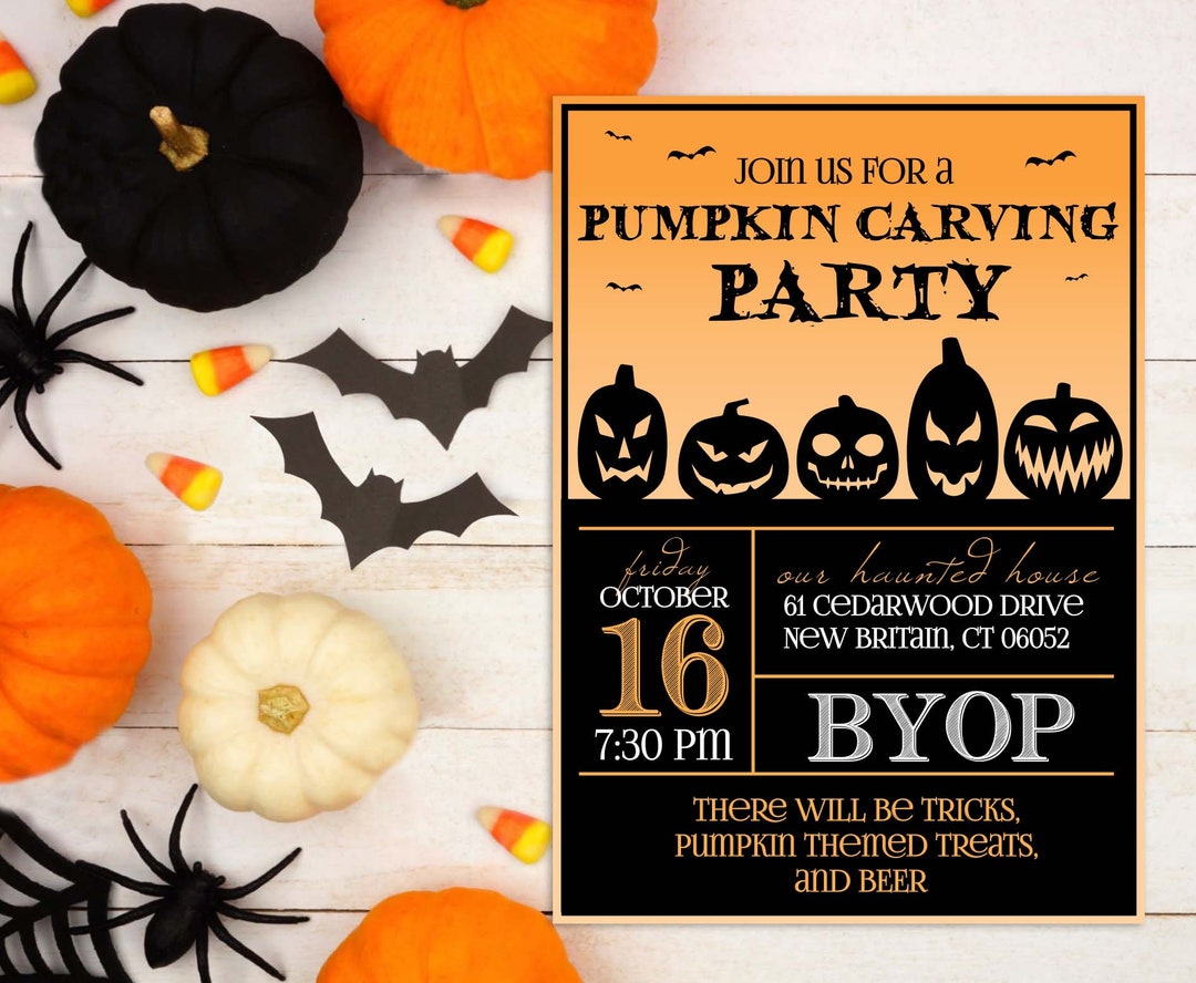 Pumpkin Carving Party Invitation, Downloadable Invitation, Halloween ...