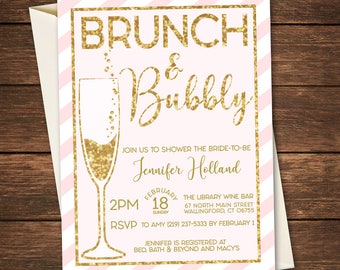 Brunch and Bubbly Bridal Shower Invitation, Brunch and Bubbly, Brunch and Bubbly Invitation, Bridal Shower Invitation, Sparkle Invitation