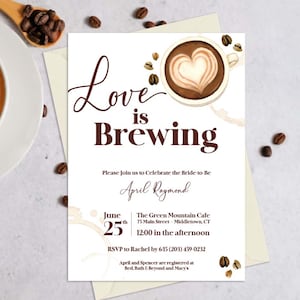 Coffee Bridal Shower Invitation, Love is Brewing, Love is Brewing Invitation,Coffee Invitation,Coffee Bridal Shower, Love is Brewing Bridal