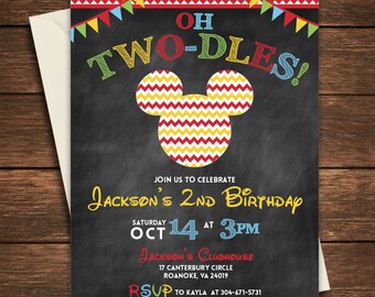 Mickey Birthday Invitation, Mickey Birthday, Two-dles Invitation, Oh Two-dles, Oh Two-dles Invitation, Mickey 2nd Birthday, Oh Twodles