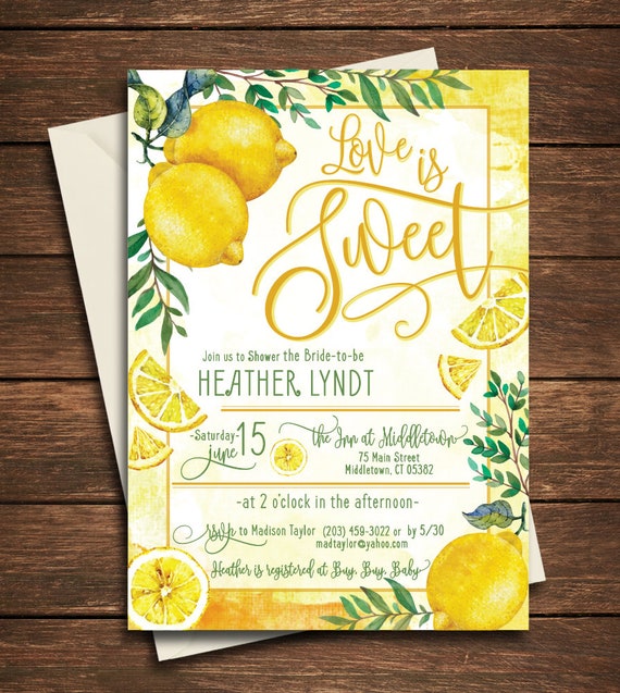 Lemon Bridal Shower, Lemon Invitation, Lemon Bridal Shower Invitation, Lemon Bridal, Love is Sweet, Love is Sweet Invitation, Lemon Bridal