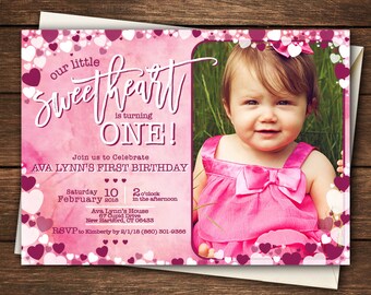 Valentine First Birthday | Our Little Sweetheart | Our Little Sweetheart is turning One |Valentine Invitation | Little Sweetheart Invitation