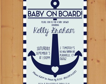 Baby On Board Anchor Baby Shower, Anchor Baby Shower Invitation, Nautical Baby Shower Invitation, Nautical Baby, Downloadable Invitation