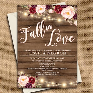 Fall in Love Bridal Shower Invitation, Fall in Love, Fall in Love Invitation, Bridal Shower Invitation, She&#39;s Falling in Love, Fall Bridal