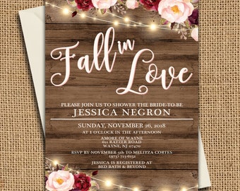 Fall in Love Bridal Shower Invitation, Fall in Love, Fall in Love Invitation, Bridal Shower Invitation, She's Falling in Love, Fall Bridal