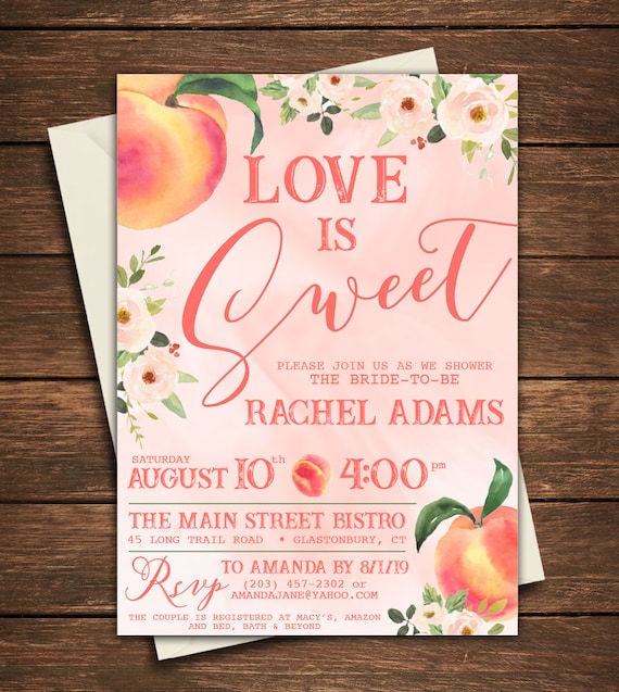 Peach Bridal Shower, Peach Invitation, Peach Bridal Shower Invitation, Peach Bridal, Love is Sweet, Love is Sweet Invitation, Peach Bridal