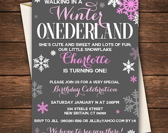 Invitación de cumpleaños de Winter Onederland Invitación de un solo derland Primera invitación de cumpleaños ? Cumpleaños de Invierno De un derland Cumpleaños de invierno