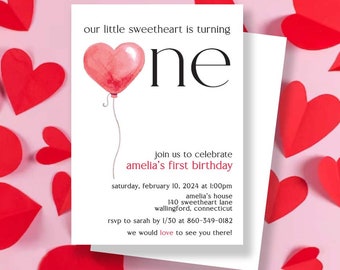 Valentine First Birthday | Our Little Sweetheart | Our Little Sweetheart is turning One |Valentine Invitation | Little Sweetheart Invitation