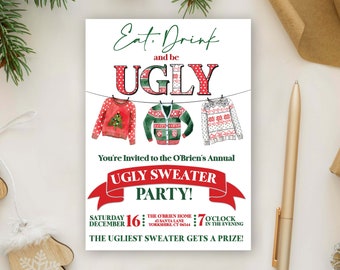 Ugly Sweater Party Invitation, Ugly Sweater Invitation, Ugly Christmas Sweater, Ugly Christmas Sweater Invitation-Christmas Party Invitation