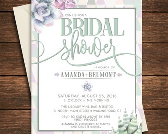 Succulent Bridal Shower Invitation, Succulent Bridal Shower, Succulent Invitation, Succulent Bridal, Succulent Shower Invitation, Succulent