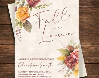 Fall in Love Bridal Shower Invitation, Fall in Love, Fall in Love Invitation, Bridal Shower Invitation, She's Falling in Love, Fall Bridal