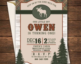 Moose Birthday Invitation, Moose Birthday, Moose Invitation,Our Little Moose,Moose First Birthday,Hunting First Birthday,Wild First Birthday