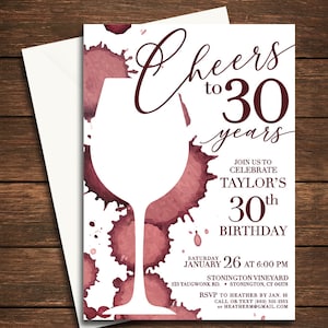 Birthday Invitation |Wine 30th Birthday Invitation|Wine Birthday Invitation |Aged to Perfection Invitation | Wine 30th Birthday Invitation |