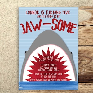 Jaws Birthday Invitation | Jawsome Birthday Invitation | Jaw-some Birthday Invitation | Shark Birthday Invitation | Shark Invitation