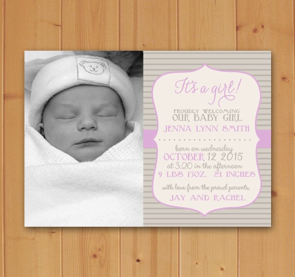 Birth Announcement Baby Birth Announcement Elegant Birth Etsy