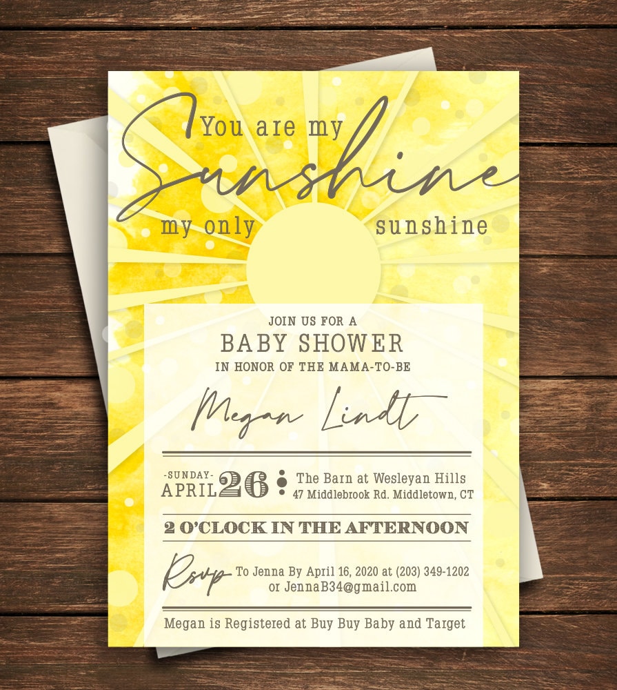You Are My Sunshine Baby Invitation