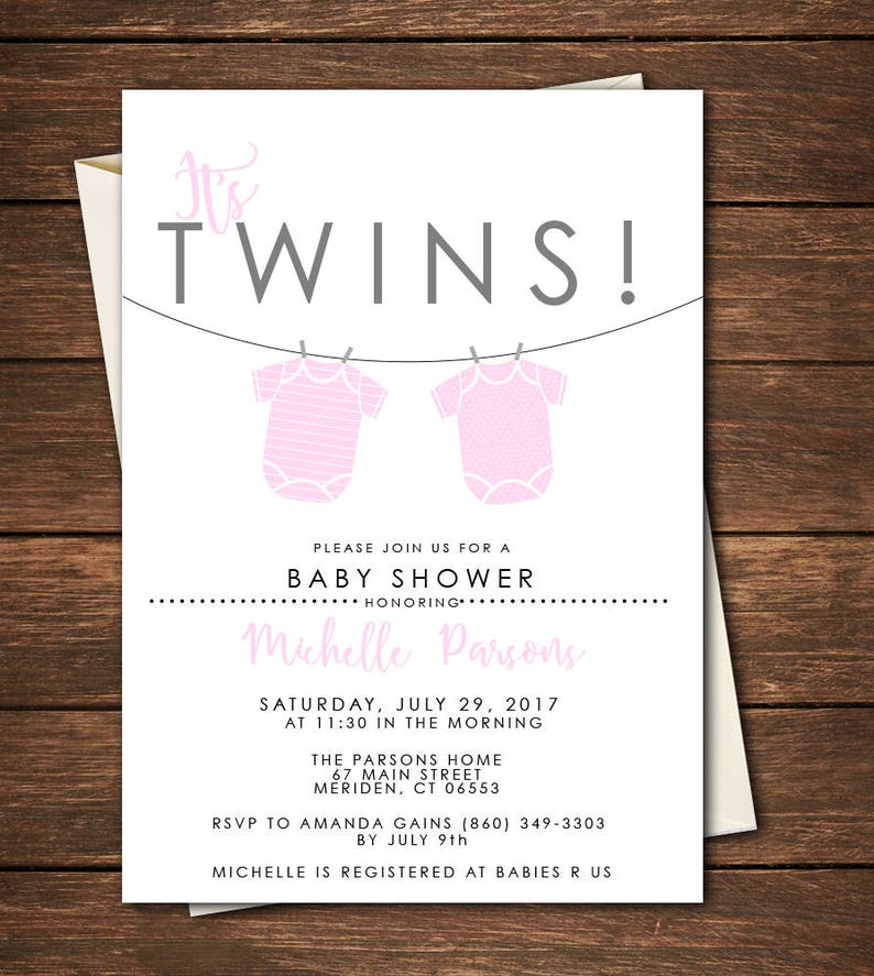 Twin Baby Shower Invitation Twin Invitationtwin Baby Etsy