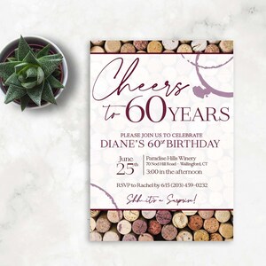 Birthday Invitation |Wine 60th Birthday Invitation|Wine Birthday Invitation |Aged to Perfection Invitation | Wine 60th Birthday Invitation |