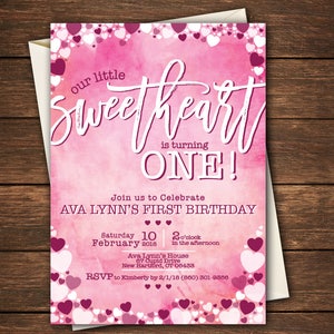 Valentine First Birthday | Our Little Sweetheart | Our Little Sweetheart is turning One |Valentine Invitation | Little Sweetheart Invitation