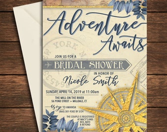 Adventure Awaits Bridal Shower Invitation, Adventure Awaits,Adventure Awaits Invitation,Travel Bridal Shower,Travel Bridal Shower Invitation