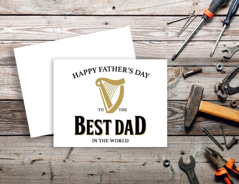 May include: Happy Father's Day card with a gold harp logo and the text "To the Best Dad in the World".
