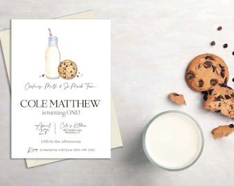 Milk and Cookies Birthday, Milk and Cookies Birthday Party, Milk and Cookies Invitation, Milk and Cookies Party, Milk and Cookies Birthday
