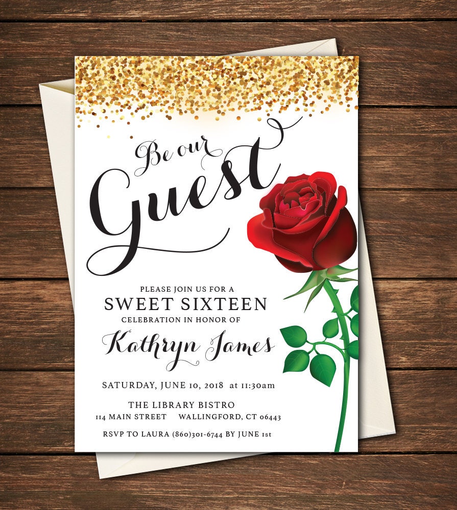Beauty and the Beast Invitation Beauty and the Beast Sweet