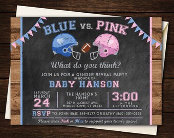 Gender Reveal Invitation, Football Gender Reveal Party, Gender Reveal Party, Football Gender Reveal, Football Gender Reveal Invitation,