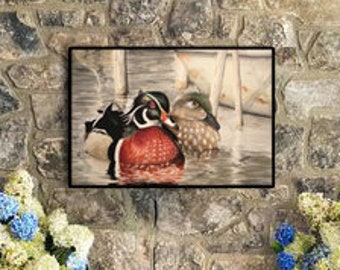 Cottagecore Decor wall art / Wood duck limited print watercolor / lodge and rustic decor poster