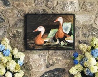 Cottagecore decor / Black Bellied Whistling Ducks / Limited Giclee Print