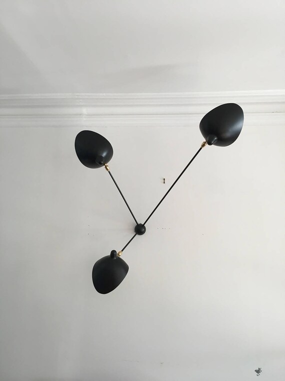 Serge Mouille 3 Fixed Arm Ceiling Or Wall Light Replica Etsy
