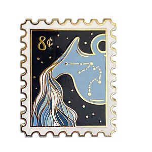 Aquarius Zodiac Enamel Pin // zodiac / star sign / witchy / birth month / enamel pin / hard enamel / stamp pin / water bearer / zodiac pin