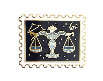 Libra Zodiac Enamel Pin // zodiac / star sign / witchy pin / birth month / enamel pin / hard enamel / stamp pin / the scales / zodiac pin