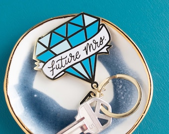 Future Mrs. Enamel Keychain // diamond keychain / engaged keychain / bride-to-be / mrs. keychain / bridal shower / gift for her / bride gift