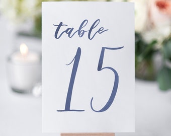 Watercolor Wedding Table Numbers NAVY 11-20 // table cards // wedding // table numbers // paper table cards // watercolor card