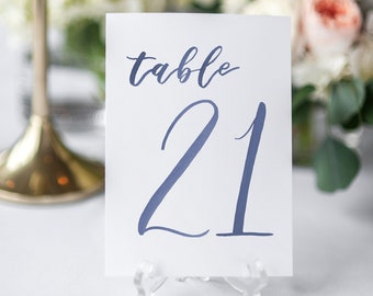 Watercolor Wedding Table Numbers NAVY 21-30 // table cards // wedding // table numbers // paper table cards // watercolor card