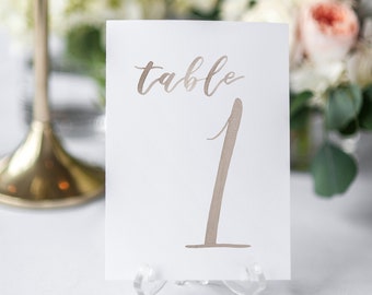 NEUTRAL Watercolor Wedding Table Numbers 1-10 // table cards / watercolor / wedding / table numbers / paper table cards / watercolor card