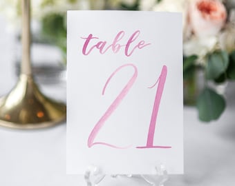 PINK Watercolor Wedding Table Numbers 21-30 // table cards // wedding // table numbers // paper table cards // watercolor card