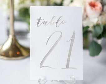Watercolor Wedding Table Numbers LIGHT GRAY 21-30 // table cards // wedding // table numbers // paper table cards // watercolor card