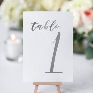 Numéros de table de mariage aquarelle GRIS FONCÉ 1-10 // cartes de table // mariage // numéros de table // cartes de table en papier // carte aquarelle