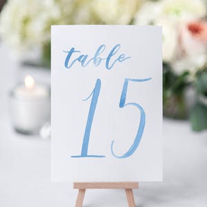 LIGHT BLUE Watercolor Wedding Table Numbers 11-20 // table cards // wedding // table numbers // paper table cards // watercolor card