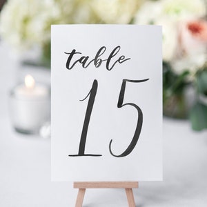 Aquarell Hochzeit Tischzahlen SCHWARZ 11-20 // Tischkarten // Hochzeit // Tischnummern // Papiertisch // Aquarell Karte