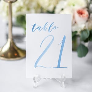 LIGHT BLUE Watercolor Wedding Table Numbers 21-30 // table cards // wedding // table numbers // paper table cards // watercolor card