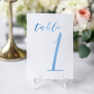 LIGHT BLUE Watercolor Wedding Table Numbers 1-10 // table cards // wedding // table numbers // paper table cards // watercolor card