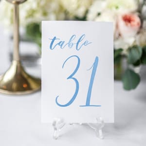 LIGHT BLUE Watercolor Wedding Table Numbers 31-40 // table cards // wedding // table numbers // paper table cards // watercolor card